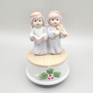Vintage Porcelain Angels Music Box Playing "Hark the Herald Angels Sing"